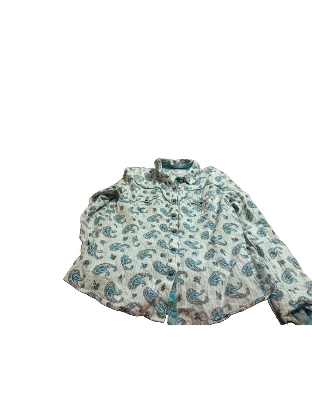 Panhandle Slim Women’s Blue Pearl Button Long Sleeve Western Shirt! Medium